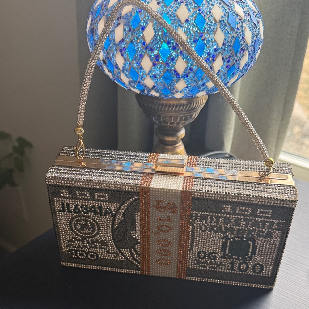 Glamorous Crystal Dollar Bill Clutch